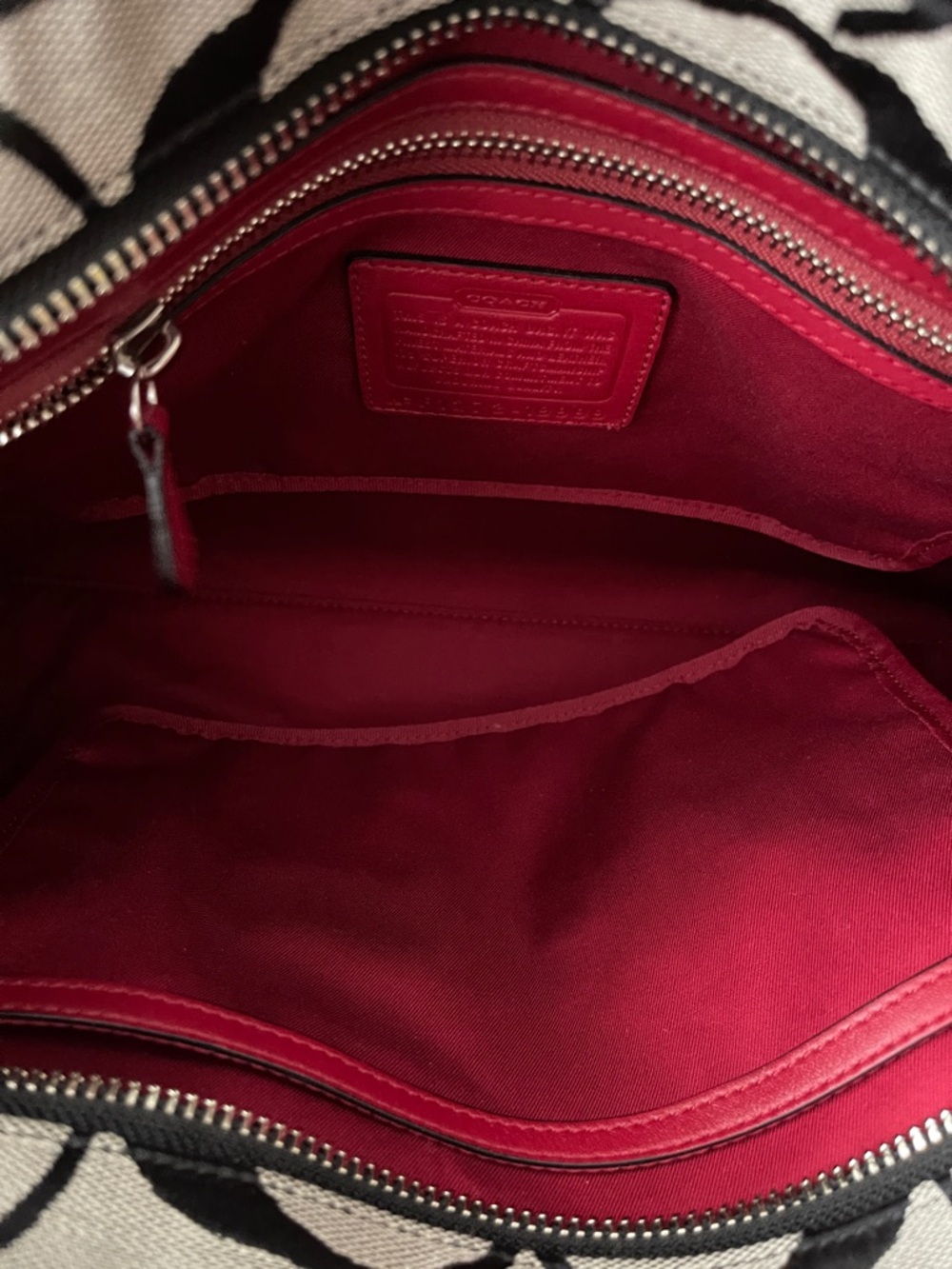 Coach Signature Stripe Tote Bag in Black, Gray & Red - Picture 10 of 10